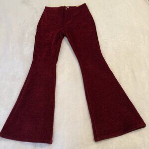 Rock and Roll Denim Jeans Womens 29x32 High Rise Flare Stretch Maroon Red NEW